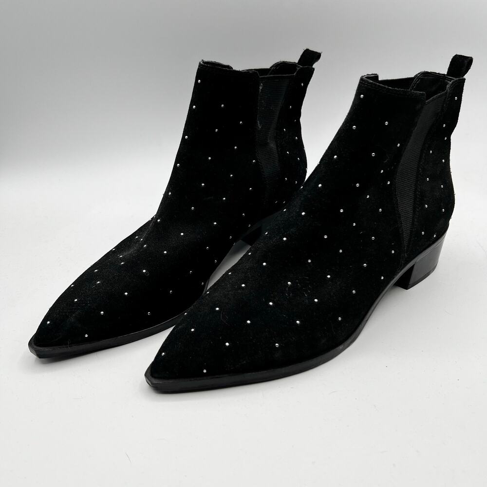 Marc Fisher Black Suede Studded Ankle Boots Size 8.5